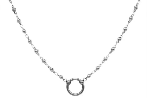 BDSM Day Collar Discreet 316L Surgical Stainless Steel Ball & Chain O Ring s4