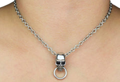 Skull O Ring BDSM Locking Submissive Day Collar 316L Surgical Stainless Steel Deluxe   s2