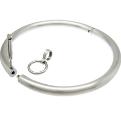 Classic Eternal High Quality BDSM Locking Solid Round 316L Stainless Steel Solid Very Heavy 10MM Locking Neck Cuff  Collar w/ Removable O ring