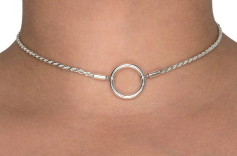 Shibari O Ring Solid 925 Sterling Silver BDSM Day Collar   g2