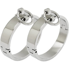 High Quality Heavy 316L  Stainless Steel Flat Lockable Wrist Ankle Cuffs with Removable O Ring