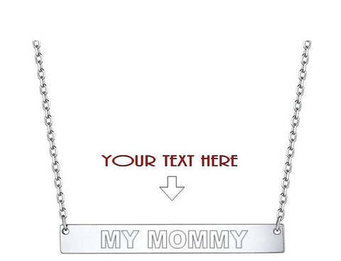 BDSM Dom Domme Gift Petite Minimalist Bar tag with custom engraving saying My Mommy in Solid 925 Sterling Silver on a White Background