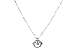 BDSM Locking Day Collar Jewelry Necklace of Lock and O ring in solid 316L Stainless Steel on a white background