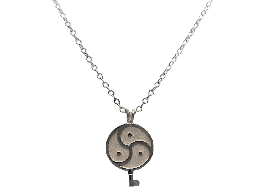 BDSM Dominant Gift - Custom Engraving Triskelion Pendant Necklace Solid 925 Sterling Silver w/Secret Key option