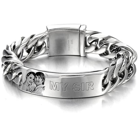 BDSM Dominant Gift -  Custom Engraved Heavy High Quality 316L  Surgical Stainless Steel  Bracelet