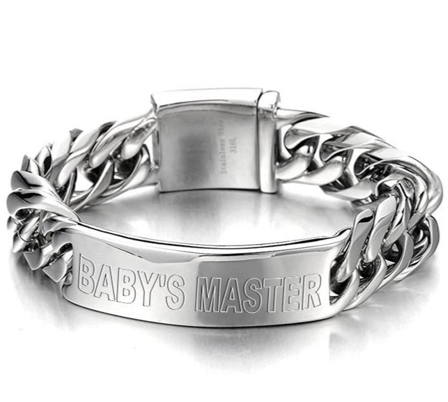 BDSM Dominant Gift -  Custom Engraved Heavy High Quality 316L  Surgical Stainless Steel  Bracelet