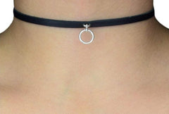 High Grade Leather O ring Solid 925 Sterling Silver BDSM Day Collar   g2