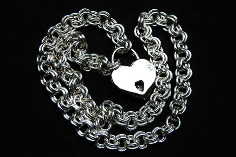 Double Link Heavy Solid 925 Sterling Silver BDSM Day Collar   g3