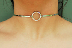 Solid 925 Sterling Silver O Ring BDSM Cuff Collar   g1