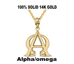 BDSM Dominant Gift:  Alpha Omega (Dom/sub) makou Link Necklace Solid 14K Gold (Yellow, Pink, White)