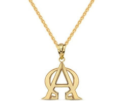 BDSM Dominant Gift:  Alpha Omega (Dom/sub) makou Link Necklace Solid 14K Gold (Yellow, Pink, White)