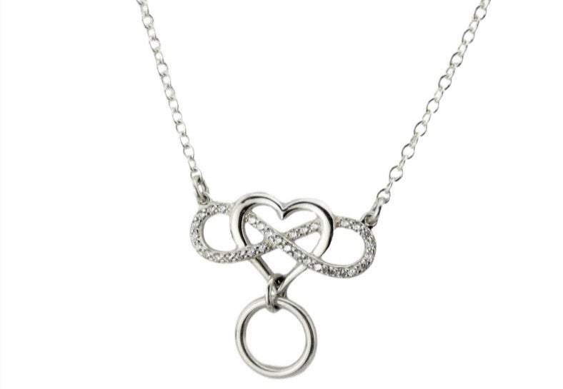 Infinity Heart  O Ring CZ Crystal 925 Sterling BDSM Day Collar   g2