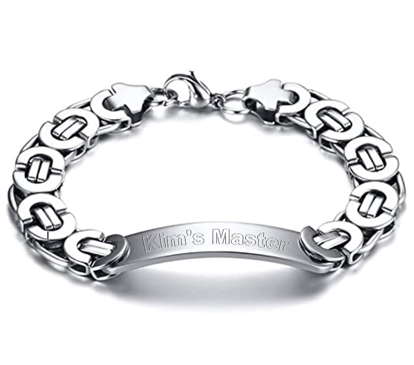 Dominant Top Gift: Custom Engraving High Quality 316L  Surgical Stainless Steel  Rustic BDSM Master Bracelet