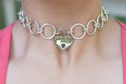 Solid 925 Sterling Silver Heavy Large O Ring Link BDSM Day Collar   g3