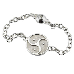 Solid 925 Sterling Silver In-Line Medium Triskelion BDSM Wrist Day Collar   g1