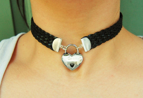 High Grade Leather and Solid 925 Sterling Silver BDSM Day Collar   g5