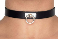 High Grade Leather and Solid 925 Sterling Silver O Ring BDSM Day Collar  g1