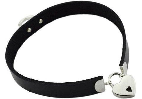 High Grade Leather and Solid 925 Sterling Silver O Ring BDSM Day Collar  g1