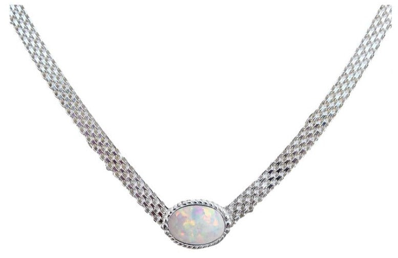 BDSM Submissive Locking Day Collar Choker White LC Opal Triscuit Solid 925 Sterling Silver   g2