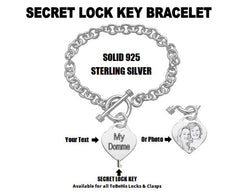 BDSM Dominant Gift - Custom Engraving  Heavy Heart Tag Classic Toggle Bracelet Solid 925 Sterling Silver w/Secret Key option