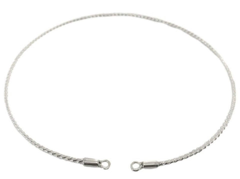 925 Sterling Silver Medium Solid 10 Gauge Round Shibari Rope Cuff Collar   g1
