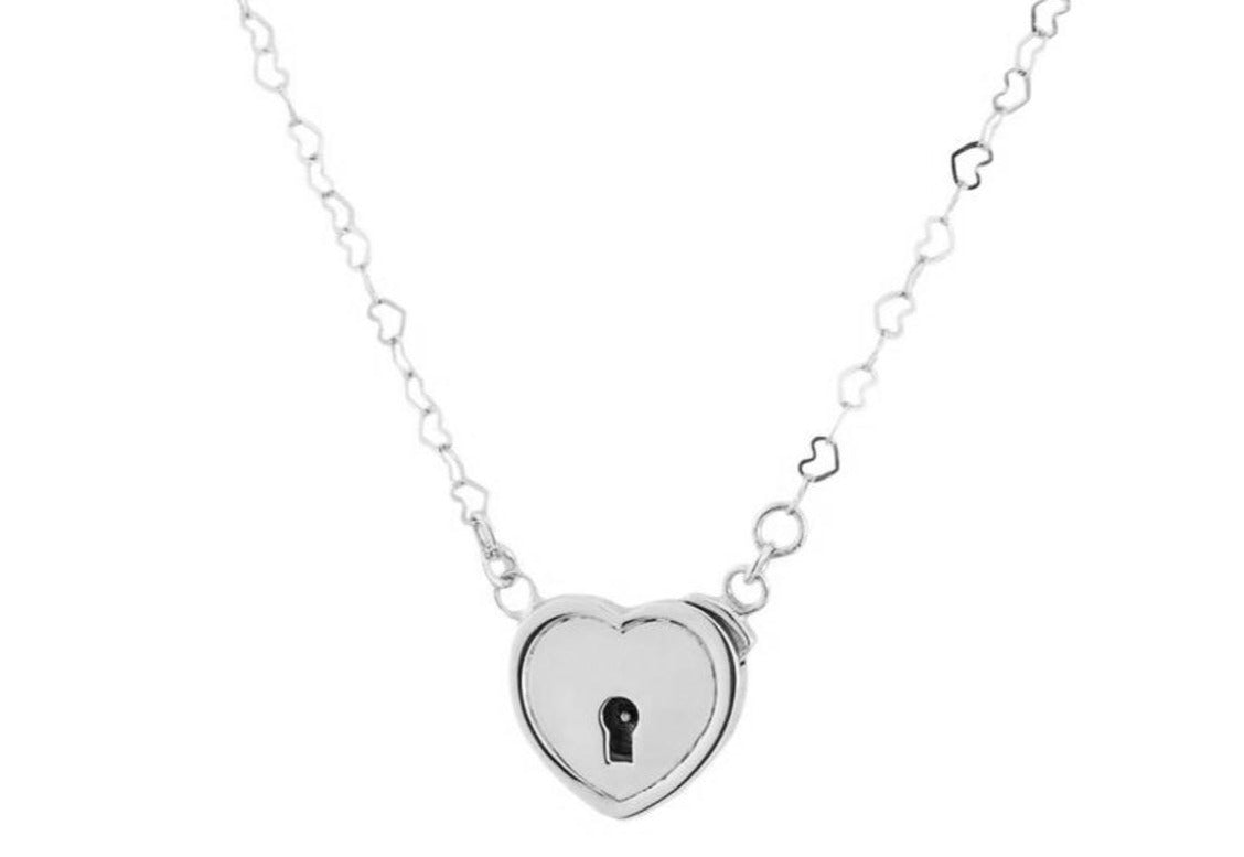 Hearts Solid 925 Sterling Silver Locking BDSM Day Collar   g6