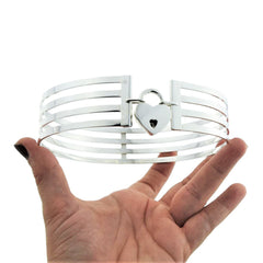 Solid 925 Sterling Silver CAGE Neck BDSM Cuff Collar   g3