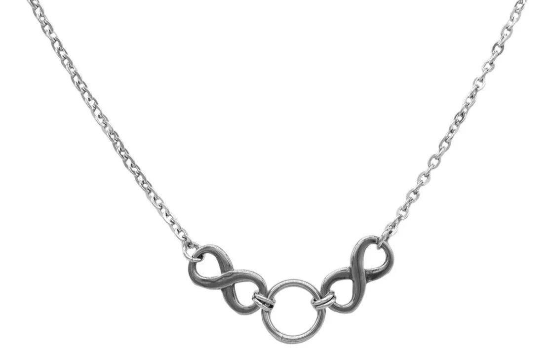 BDSM Locking Day Collar with O ring and Double Infinity on a white background
