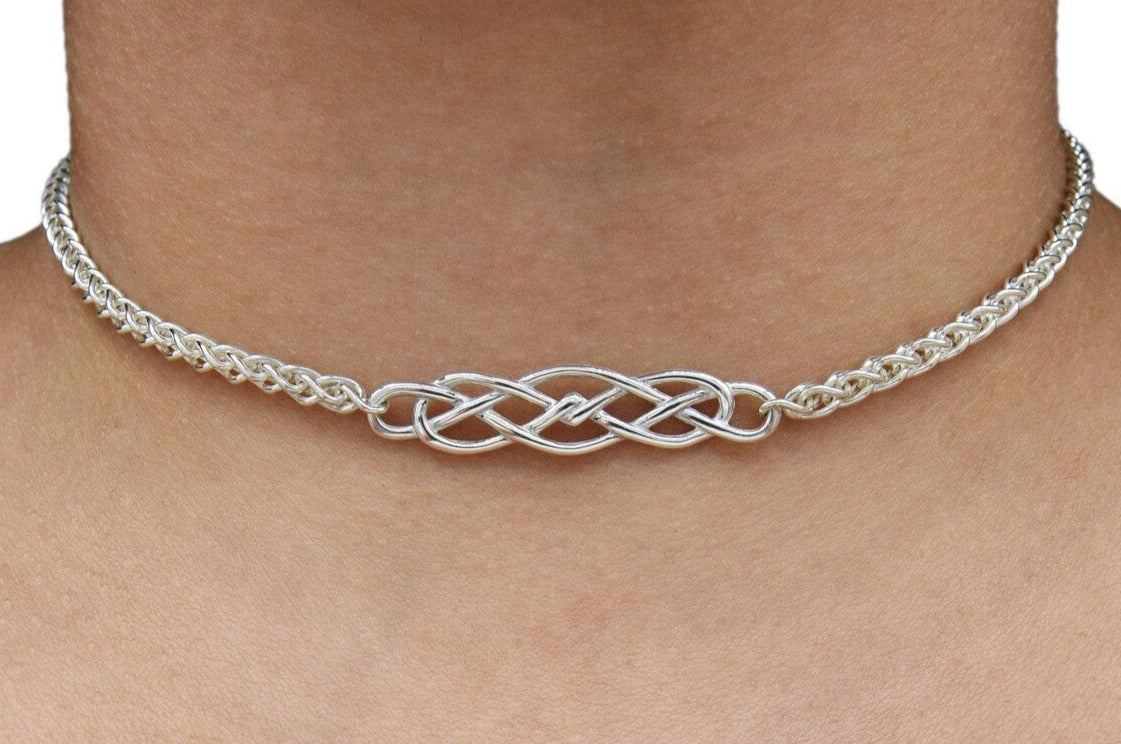 BDSM Submissive Day Collar 925 Sterling Locking Discreet Celtic Knot W/ Makou    g2