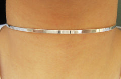 Solid 925 Sterling Silver Flat Micro Wire BDSM Cuff Collar g1