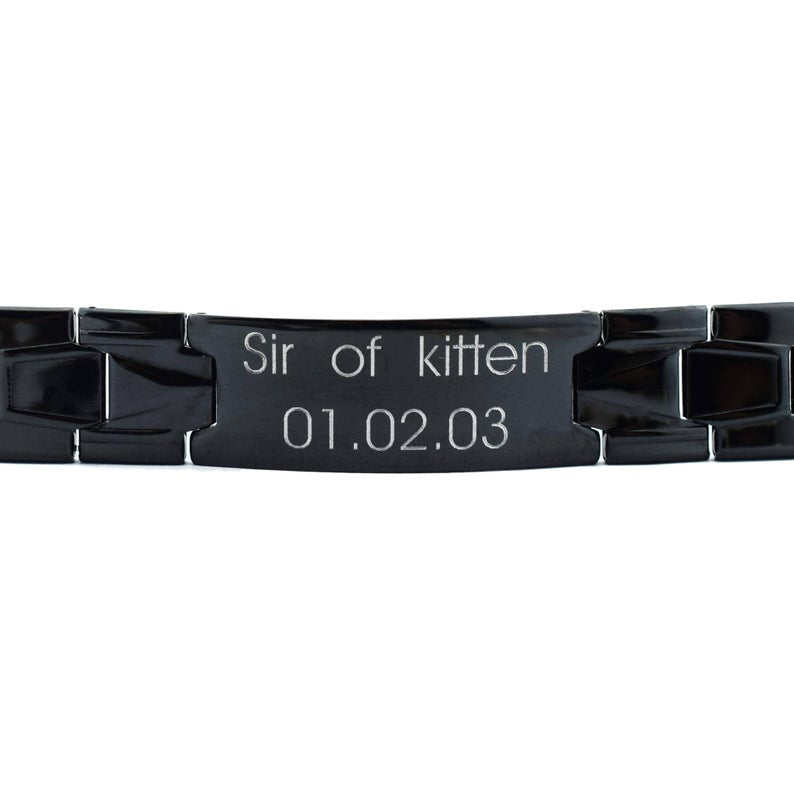 Custom Engraving Dominant High Quality 316L Black Coated Surgical Stainless Steel High Quality BDSM Master Bracelet