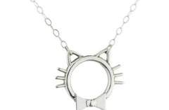 Kitty W/Bow & Whiskers 925 Sterling BDSM Day Collar   g2