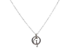 BDSM Locking Day Collar Jewelry Necklace of Lock and O ring with large sterling bell available in solid 316L Stainless Steel or 925 sterling silver shown on a solid white background