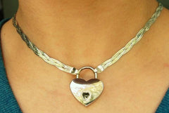 Stunning Triple Strands of sterling silver closed by an exquisite sterling silver heart lock hand crafted by ToBeHis