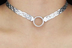 O ring Wide Strand Solid 925 Sterling Silver BDSM Day Collar    g2