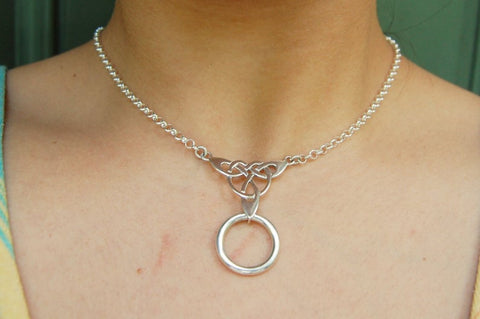 Celtic Tri-O ring Solid 925 Sterling Silver BDSM Day Collar g2