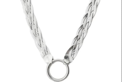 O ring Wide Strand Solid 925 Sterling Silver BDSM Day Collar    g2