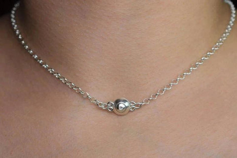 Dainty Circles Solid 925 Sterling Silver BDSM Day Collar   g5