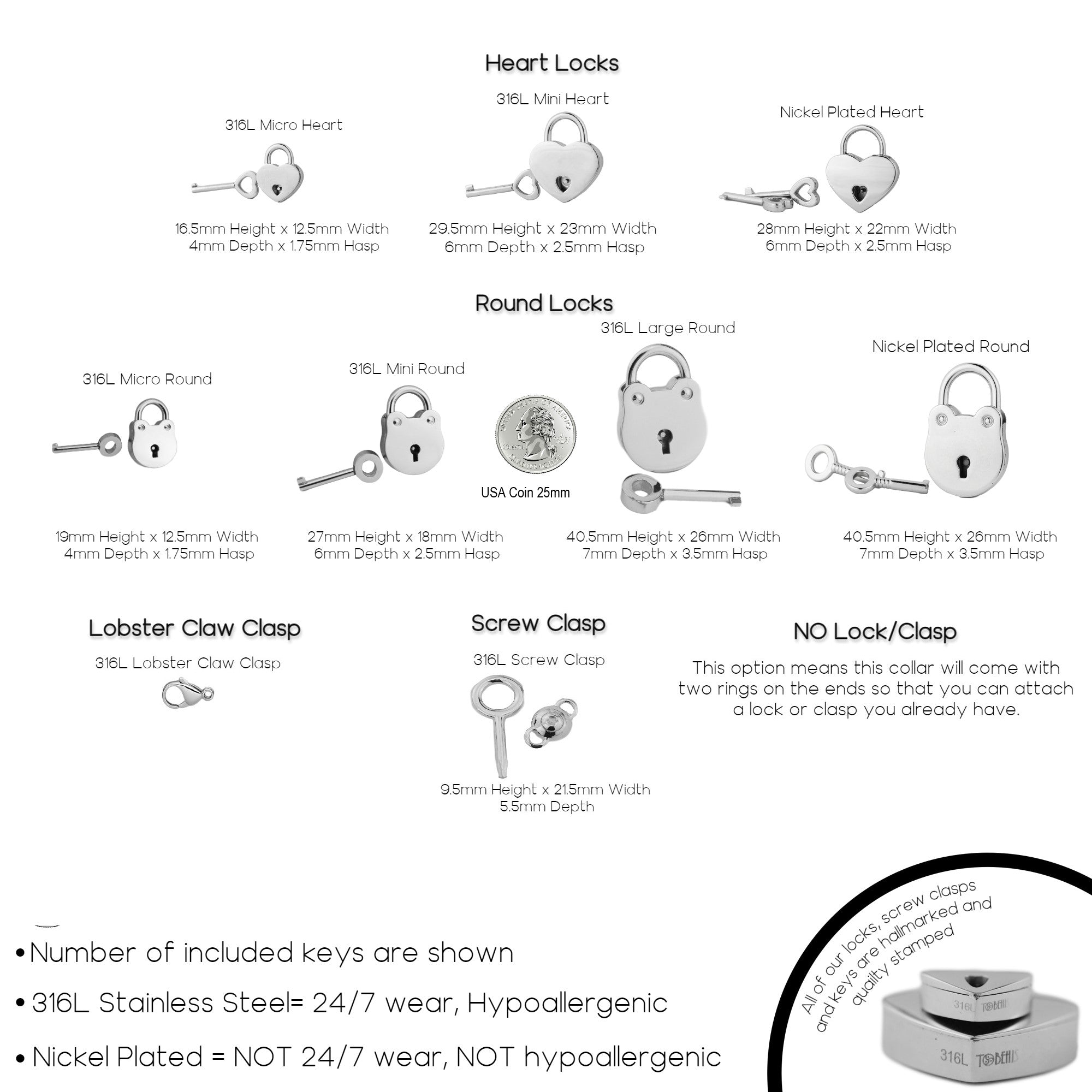 316L Surgical Stainless Steel Solid Heart BDSM Day Collar   s4