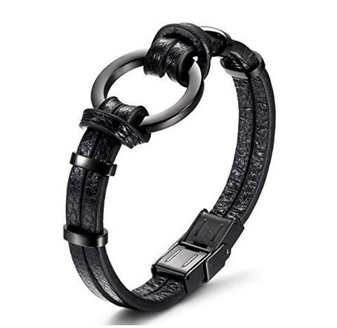 Dominant 316L Surgical Stainless Steel & High Grade Leather Bracelet with BDSM O Ring