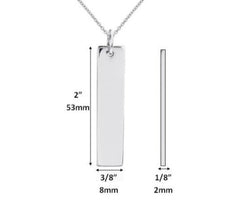 BDSM Dominant Gift - Custom Engraving Heavy Bar Tag Necklace Solid 925 Sterling Silver w/Secret Key option