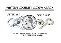 Ultra Discreet Security Hypoallergenic 925 Solid Sterling Silver Screw Lock Locking Clasp & non Allen Key BDSM