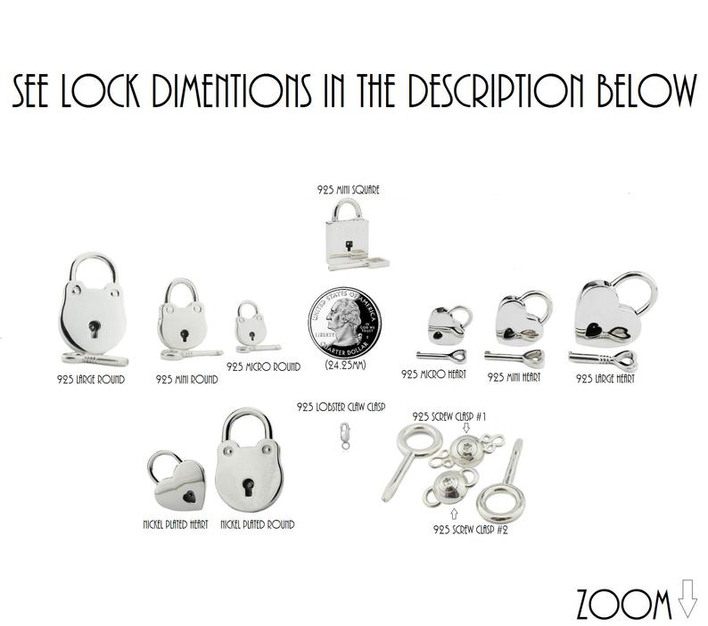 BDSM Lock listing of 6 to 13  different locks and our New Screw Lock that doesn't use a common allen or hex available in 316L Stainless steel or solid 925 Sterling Silver or Solid 14K gold